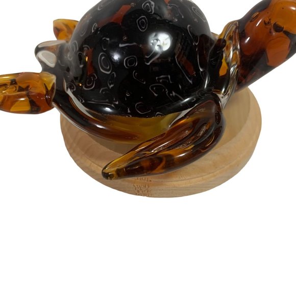 Art Glass Amber Brown Millefiori Large Turtle Figurine Paperweight Heavy - Picture 7 of 12